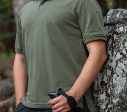 Polo Collar Khaki T-Shirt with Mesh Back and Underarms